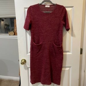 Fleece Maroon Front Pocket Dress (Womens S-M)